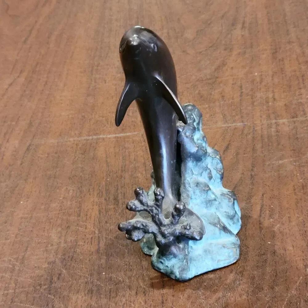 Vtg Dolphin Sculpture Bronze Brass by San Pacific International SPI